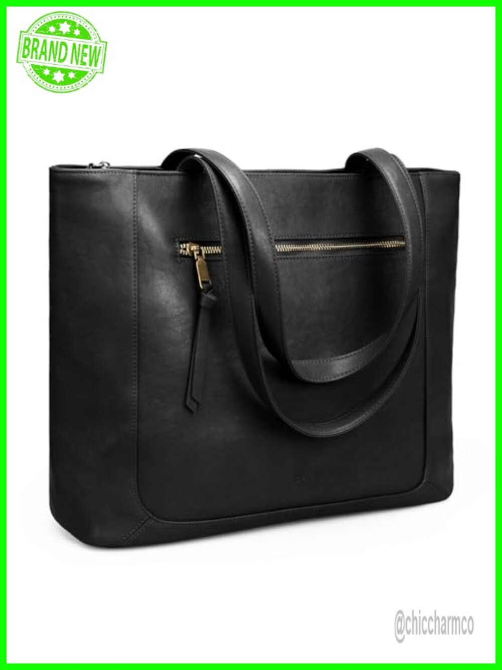 Genuine Leather Tote Bag for Women Large Work Bag with Zipper